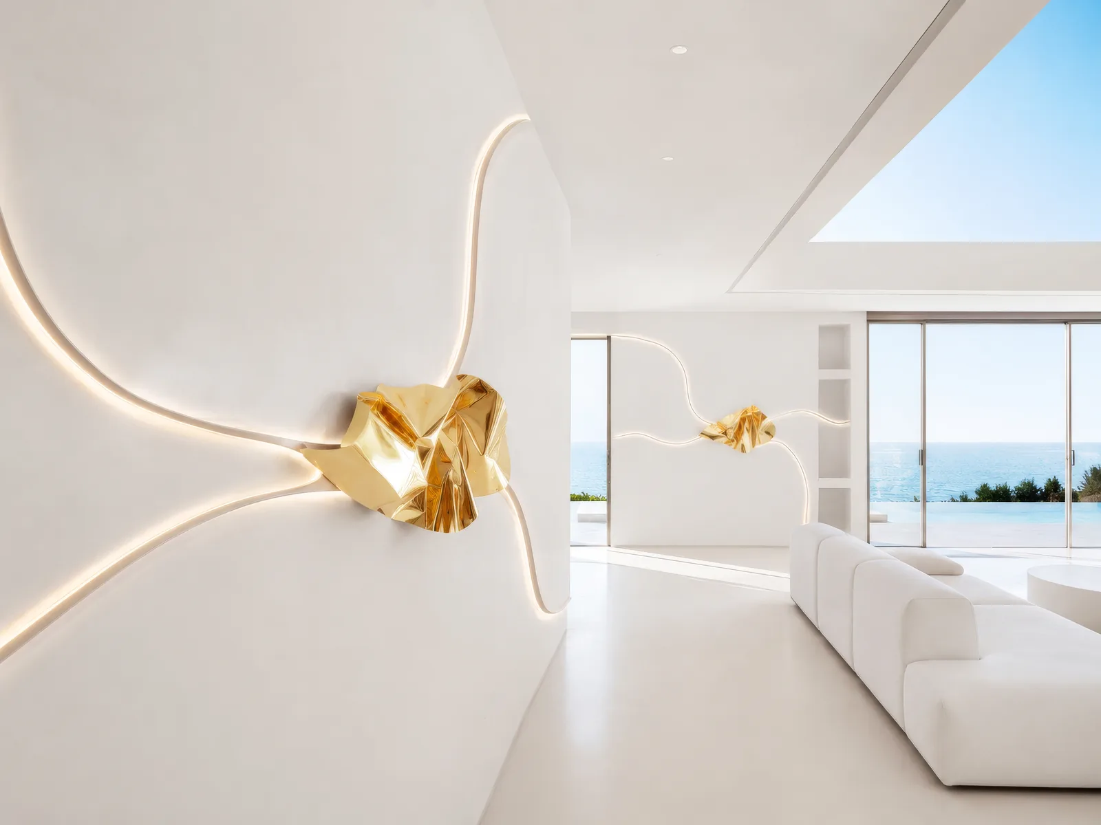 Wall light — gold and light line