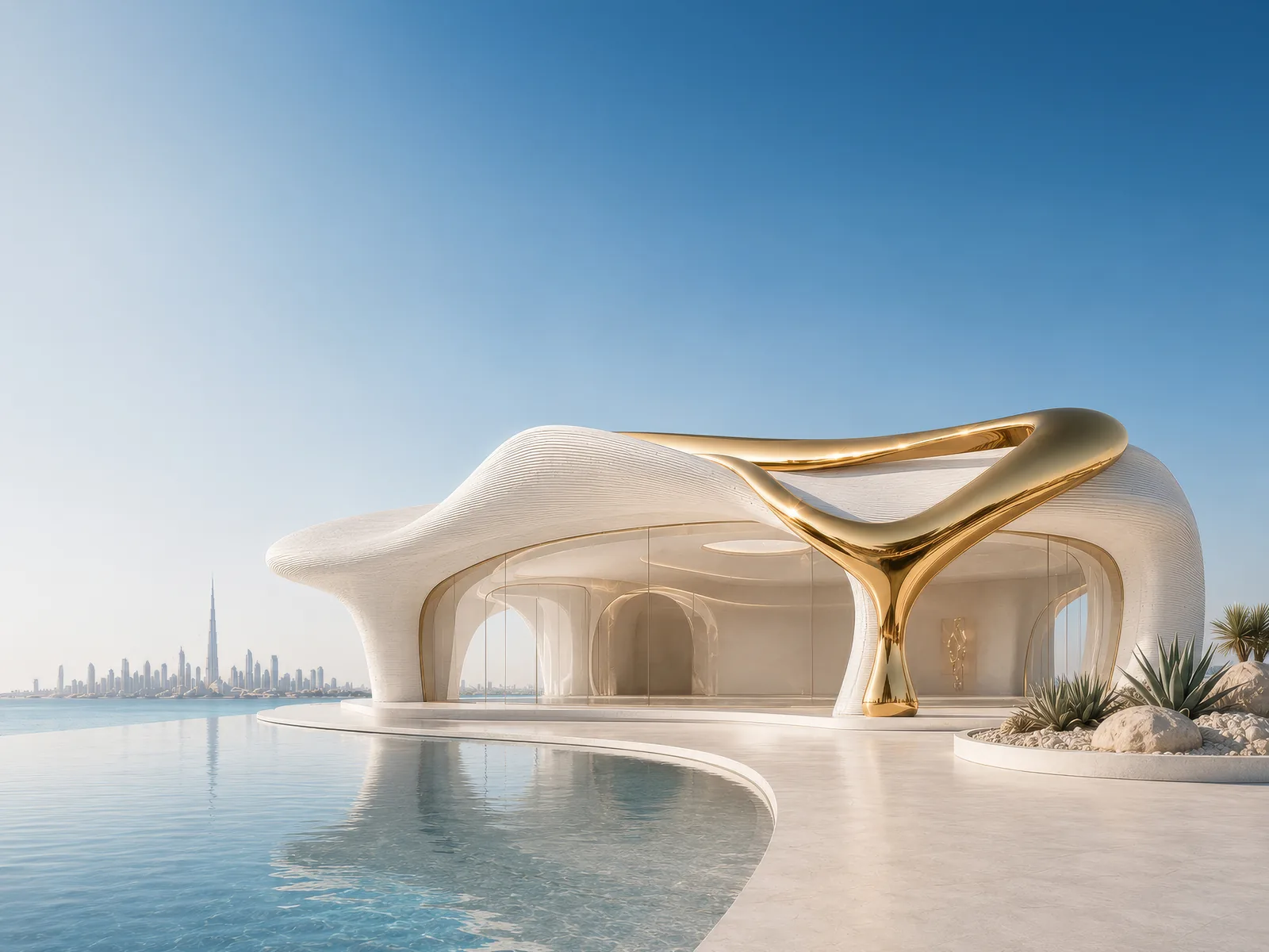 Architectural form — gold column