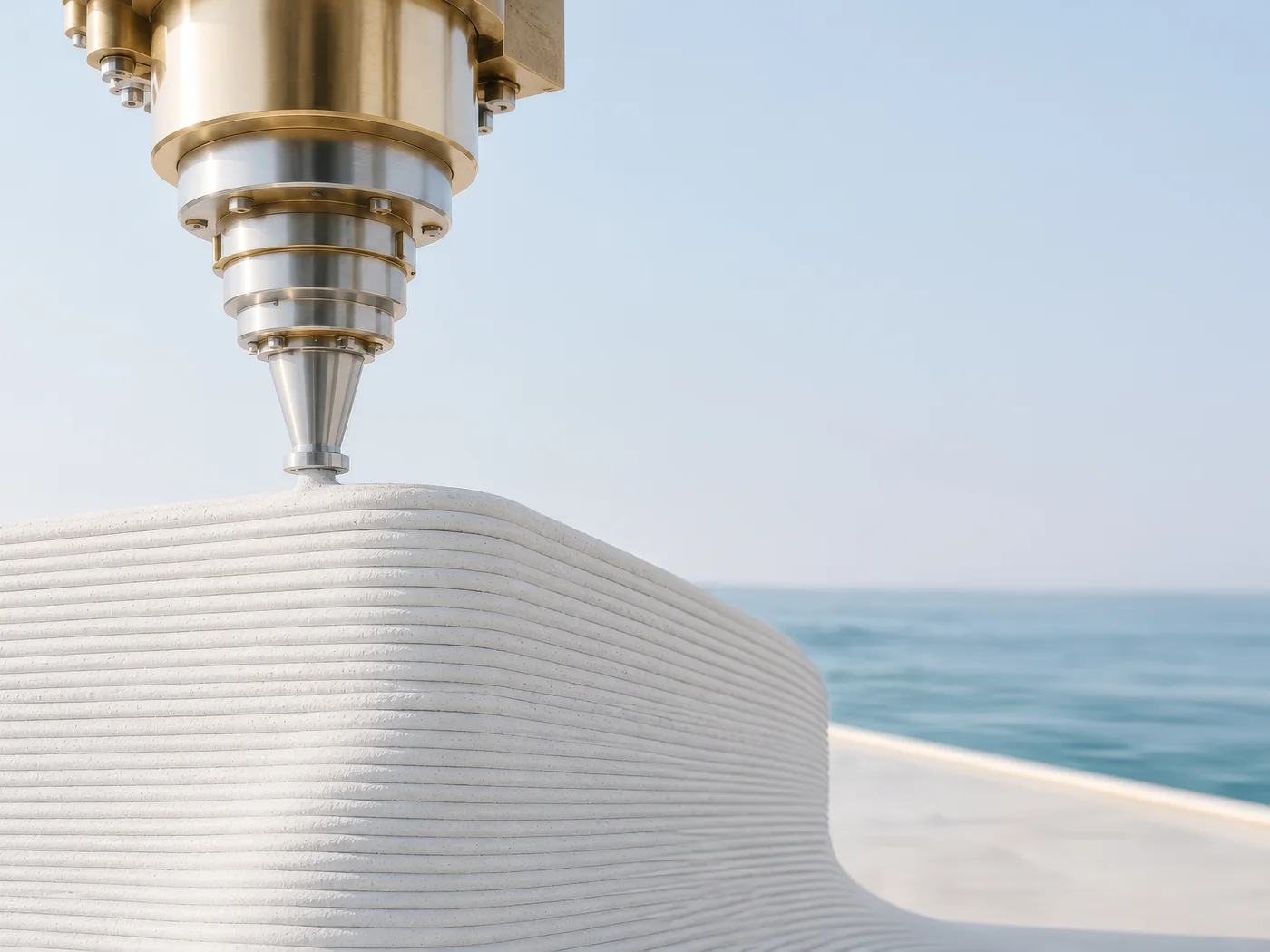 3D-printing nozzle building the printed stone wall