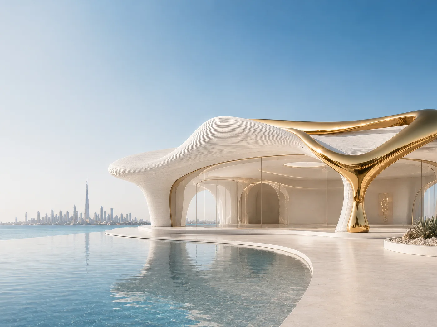 3D-printed house with oval gold window