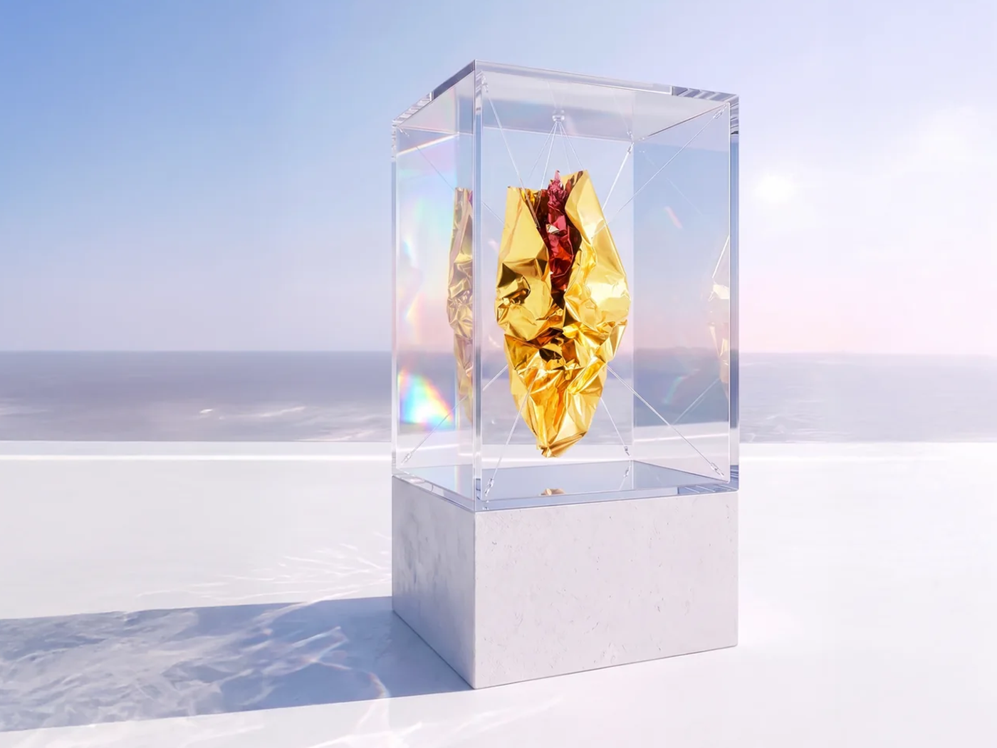 Gold and silver original in plexiglass case